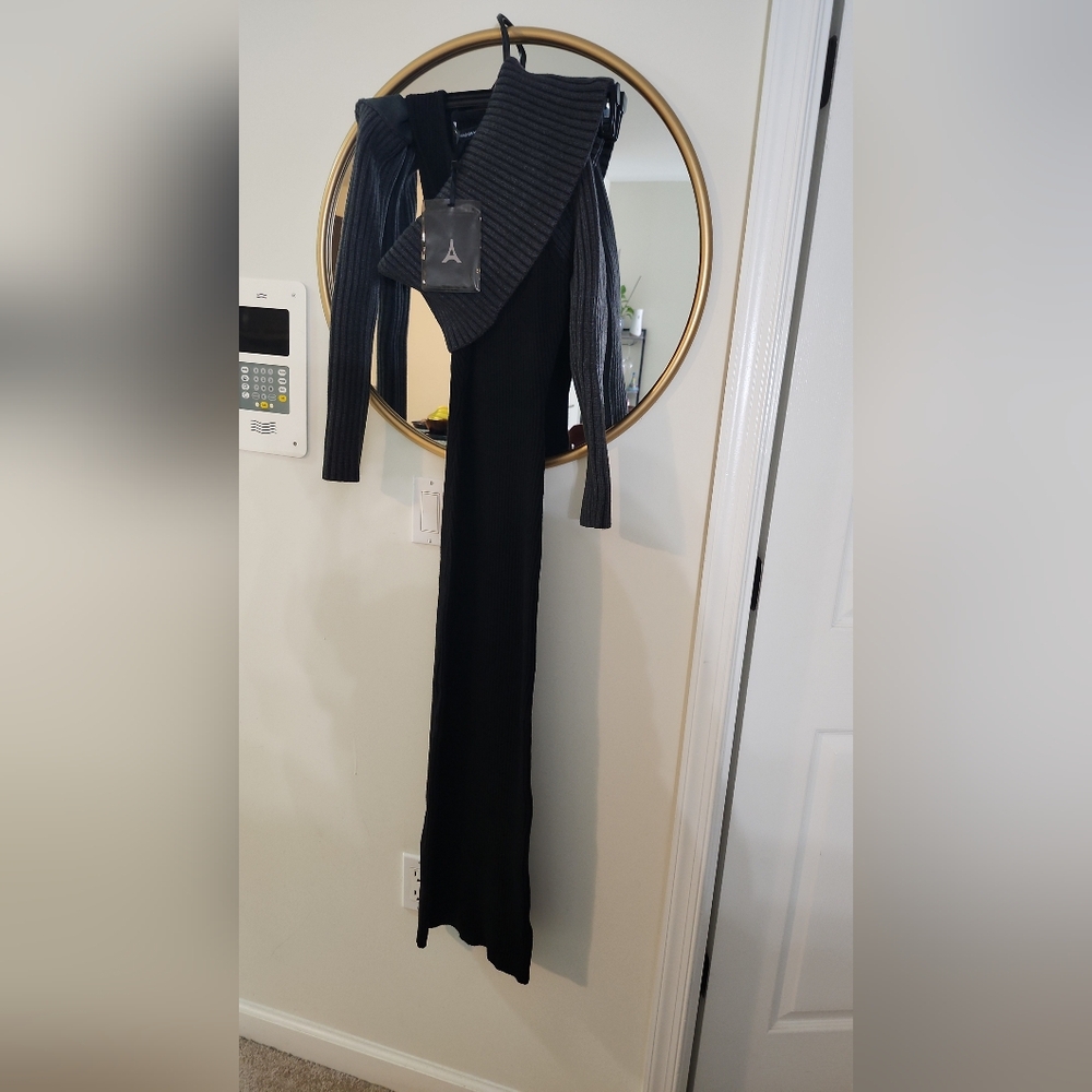 🕶Overlay Knitted Midaxi Dress Black& Gray🕶 - Picture 8 of 12